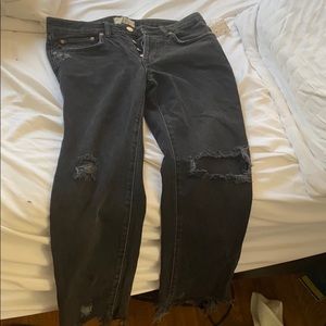 Free people slim boyfriend jeans with frayed hem